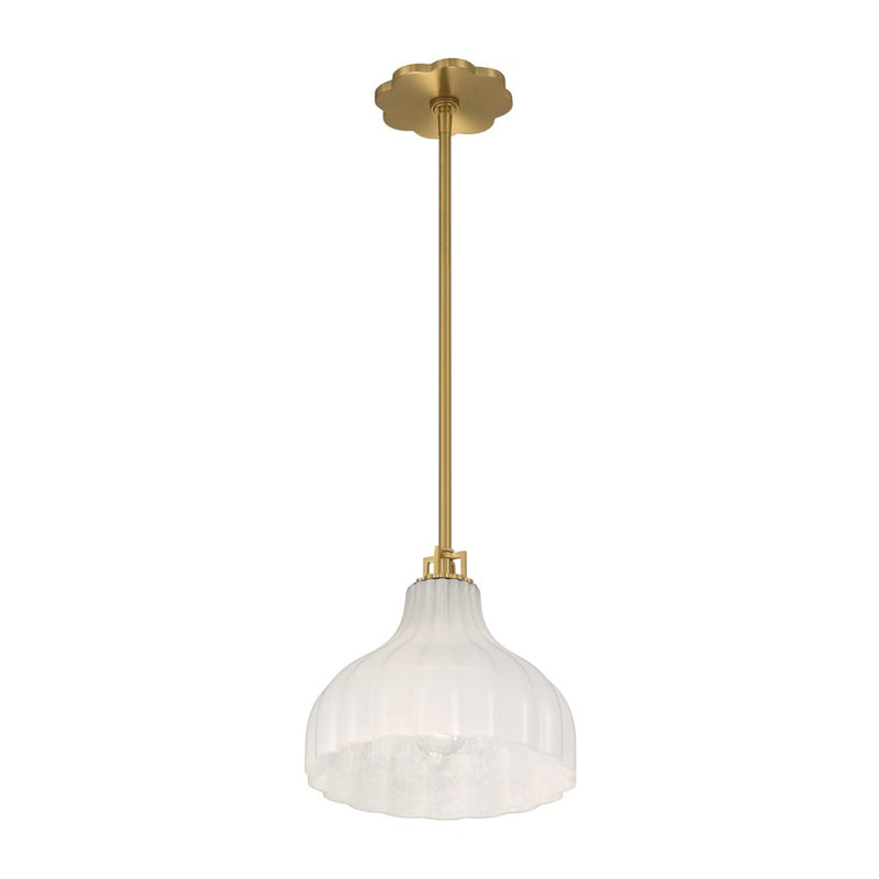 Crystorama Layton 1 Light 9.75" Pendant, Luxe Gold/White