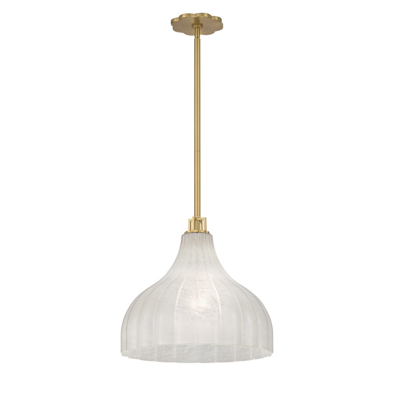 Crystorama Layton 1 Light 15" Pendant, Luxe Gold/White