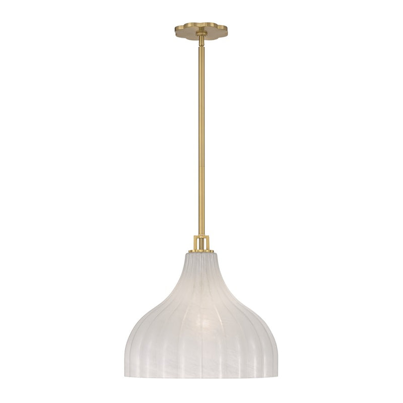 Crystorama Layton 1 Light 15" Pendant, Luxe Gold/White