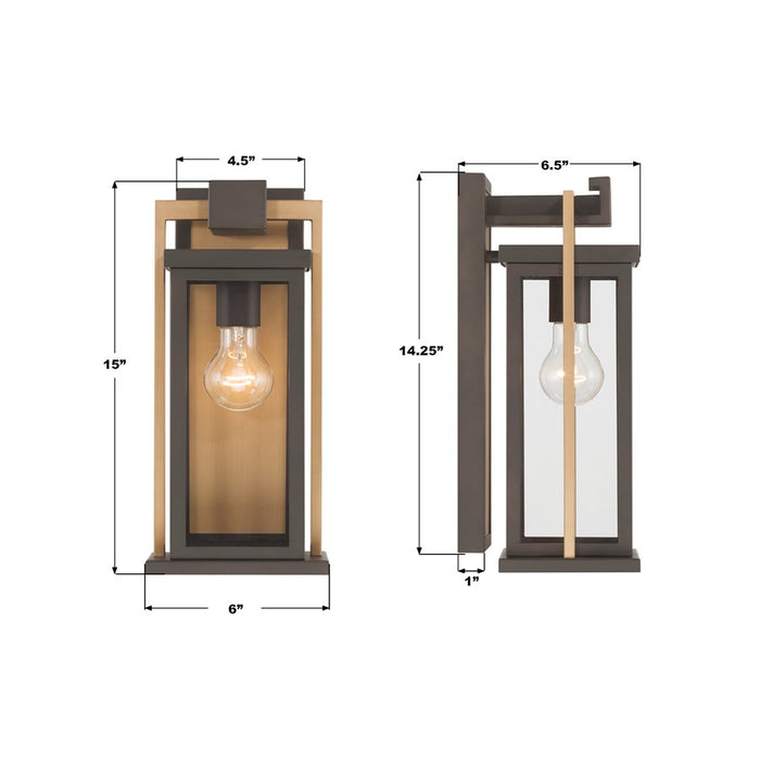 Crystorama Lendel 1Lt 6" Outdoor Sconce, Twilight Bronze/Gold