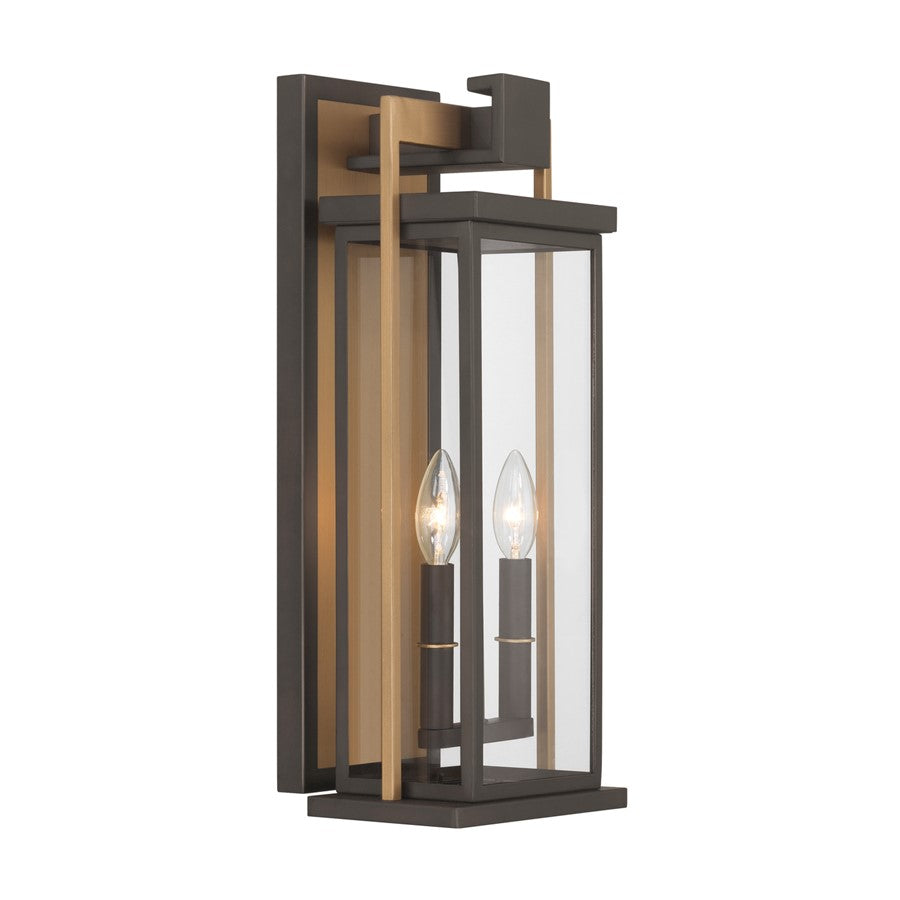 Crystorama Lendel 2Lt 8" Outdoor Sconce, Twilight Bronze/Gold