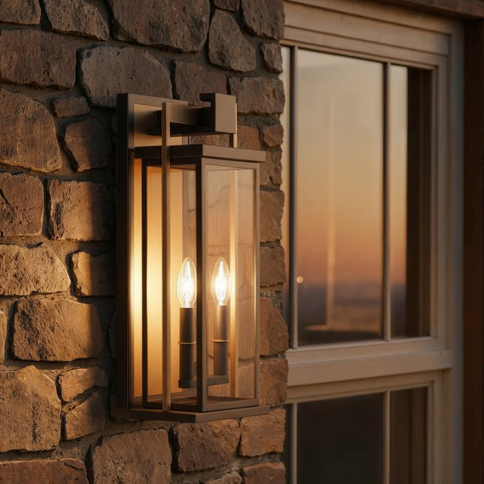 Crystorama Lendel 2Lt 8" Outdoor Sconce, Twilight Bronze/Gold