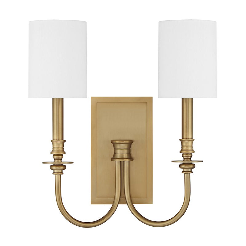 Crystorama Lloyd 2 Light Sconce, Aged Brass/White