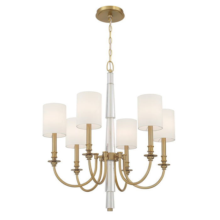 Crystorama Lloyd 6 Light Chandelier, Aged Brass/White - LLO-486-AG