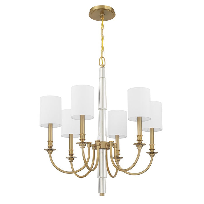 Crystorama Lloyd 6 Light Chandelier, Aged Brass/White