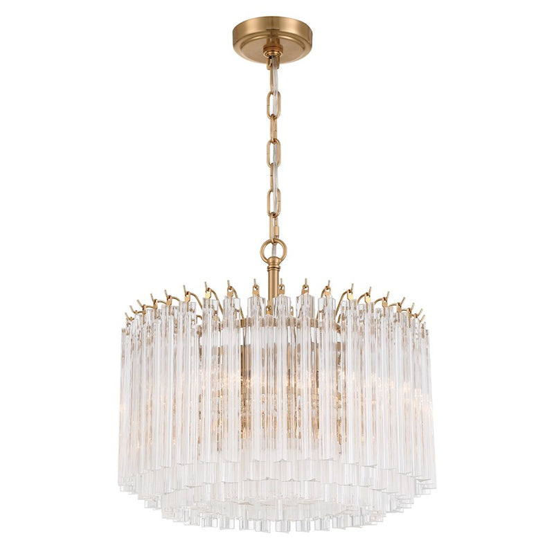Crystorama Lofton 5 Light Chandelier, Aged Brass