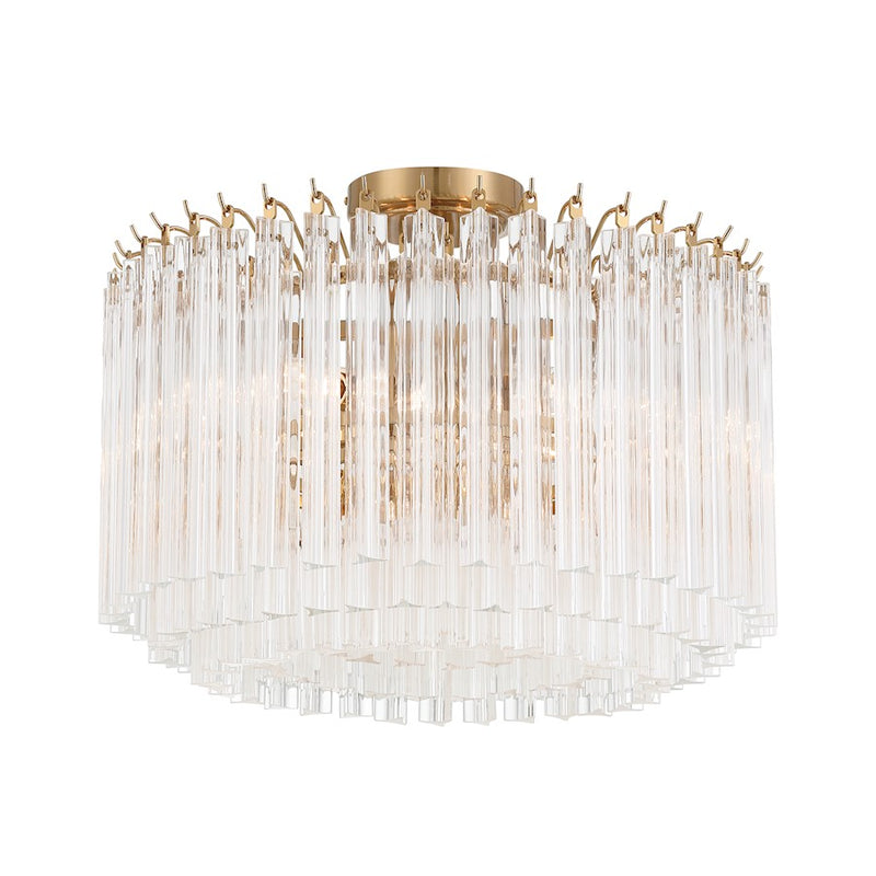 Crystorama Lofton 5 Light Semi Flush Mount, Aged Brass