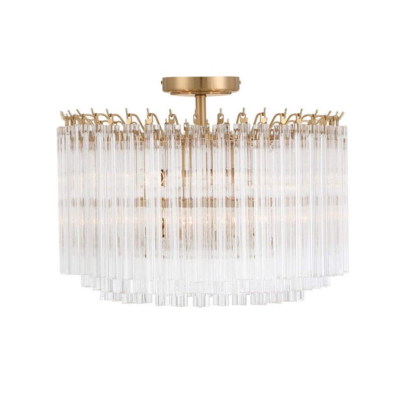 Crystorama Lofton 5 Light Semi Flush Mount, Aged Brass