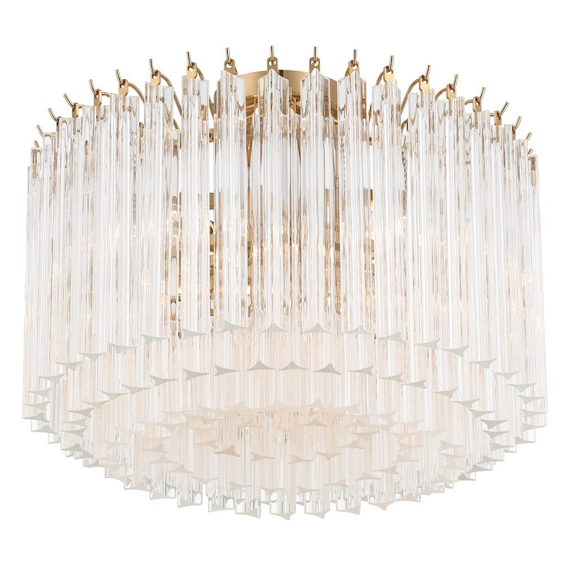 Crystorama Lofton 5 Light Semi Flush Mount, Aged Brass
