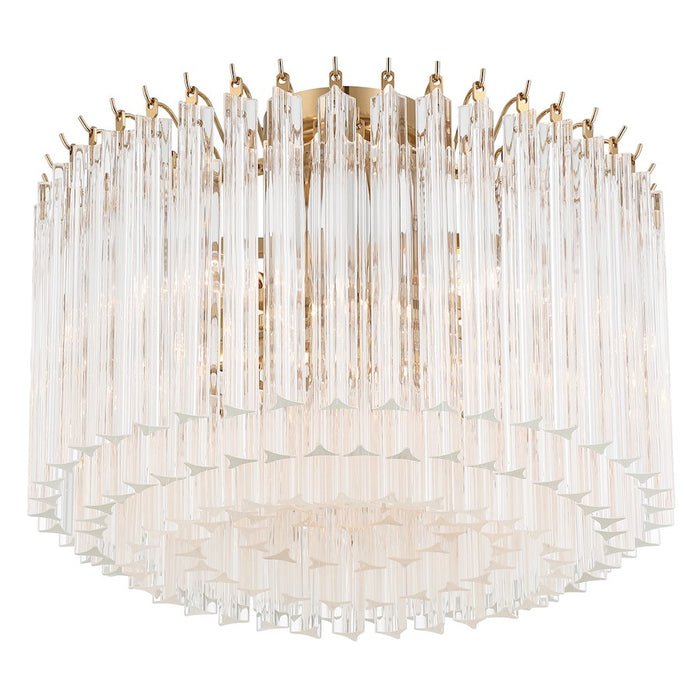 Crystorama Lofton 5 Light Semi Flush Mount, Aged Brass