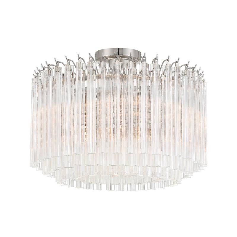 Crystorama Lofton 5 Light Semi Flush Mount, Nickel