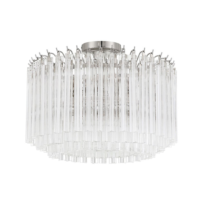 Crystorama Lofton 5 Light Semi Flush Mount, Nickel