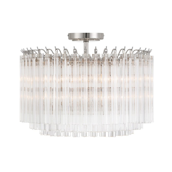 Crystorama Lofton 5 Light Semi Flush Mount, Nickel