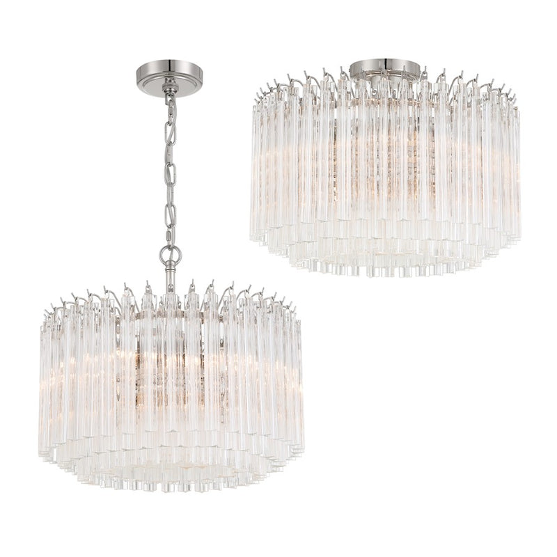 Crystorama Lofton 5 Light Semi Flush Mount, Nickel