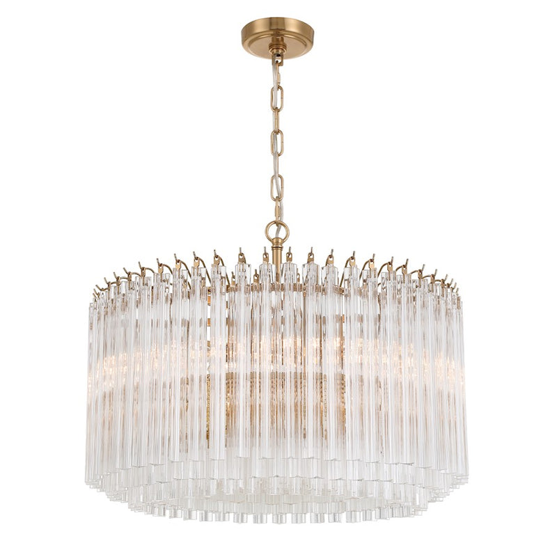 Crystorama Lofton 7 Light Chandelier, Aged Brass