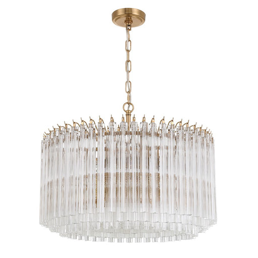 Crystorama Lofton 7 Light Chandelier, Aged Brass