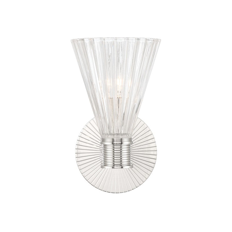 Crystorama Lotus 1 Light 5.5" Sconce, Polished Nickel/Clear