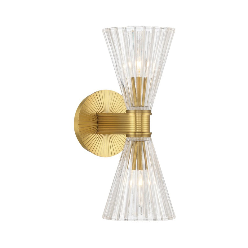 Crystorama Lotus 2 Light 5.5" Sconce, Luxe Gold/Clear