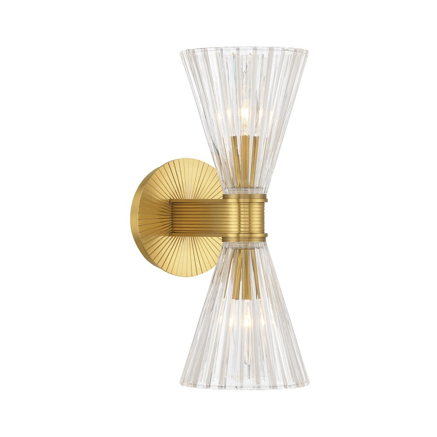 Crystorama Lotus 2 Light 5.5" Sconce, Luxe Gold/Clear - LOT-702-LG