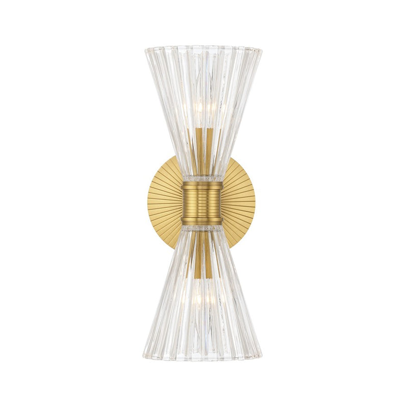 Crystorama Lotus 2 Light 5.5" Sconce, Luxe Gold/Clear