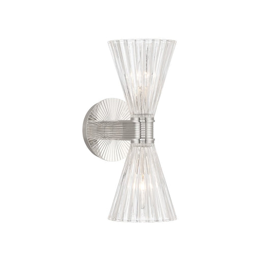 Crystorama Lotus 2 Light 5.5" Sconce, Polished Nickel/Clear - LOT-702-PN