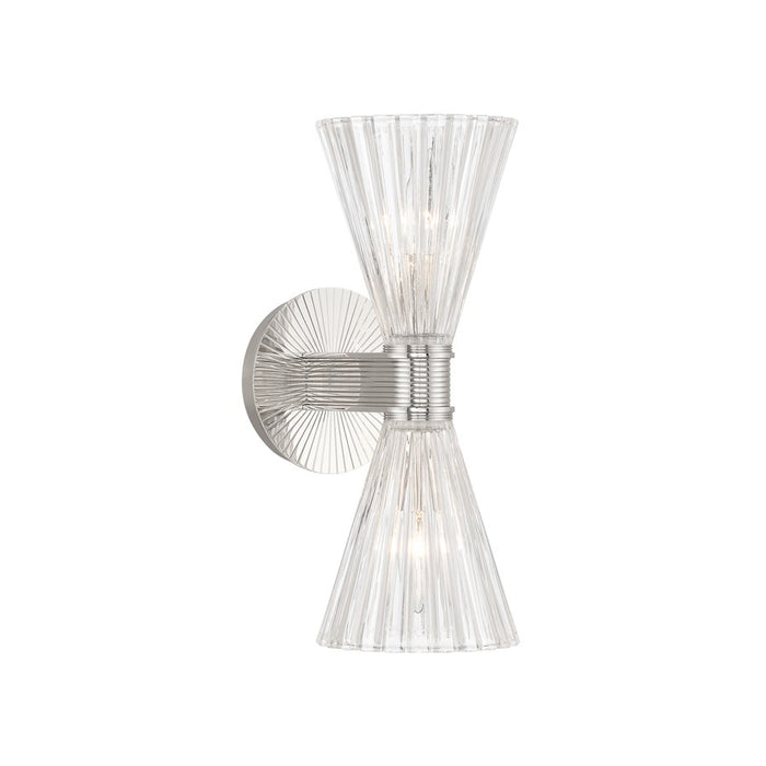 Crystorama Lotus 2 Light 5.5" Sconce, Polished Nickel/Clear - LOT-702-PN