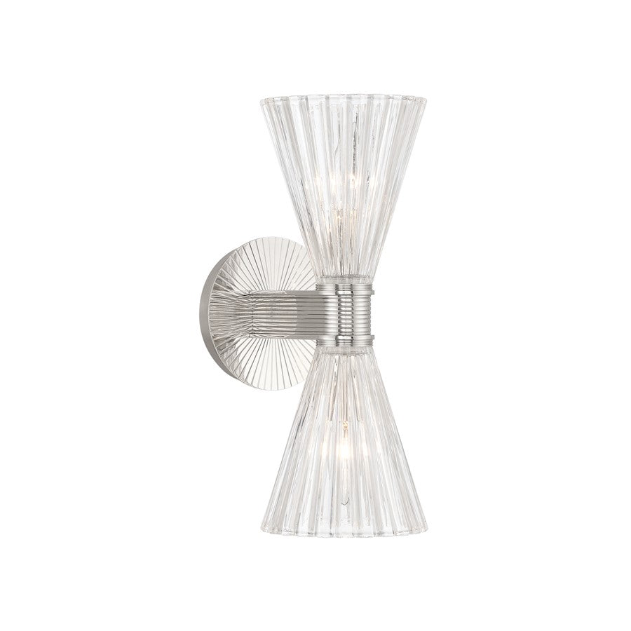 Crystorama Lotus 2 Light 5.5" Sconce, Polished Nickel/Clear - LOT-702-PN