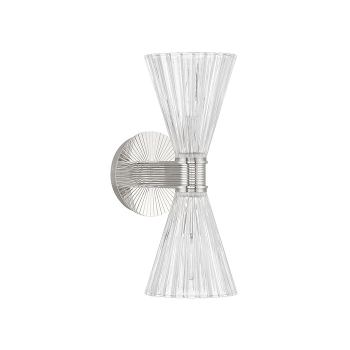 Crystorama Lotus 2 Light 5.5" Sconce, Polished Nickel/Clear