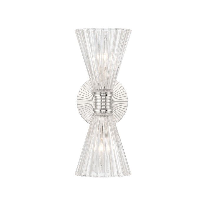 Crystorama Lotus 2 Light 5.5" Sconce, Polished Nickel/Clear