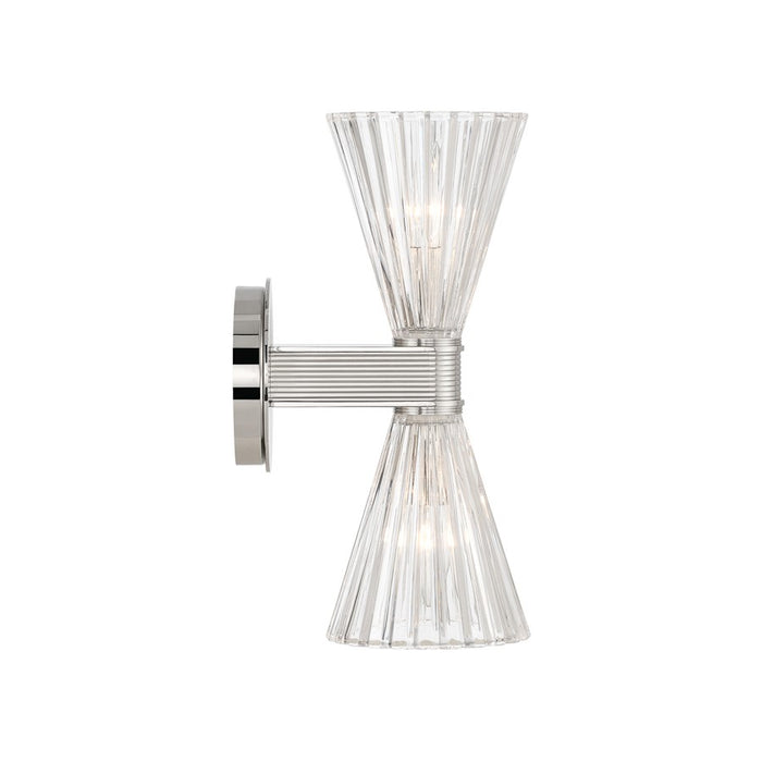 Crystorama Lotus 2 Light 5.5" Sconce, Polished Nickel/Clear
