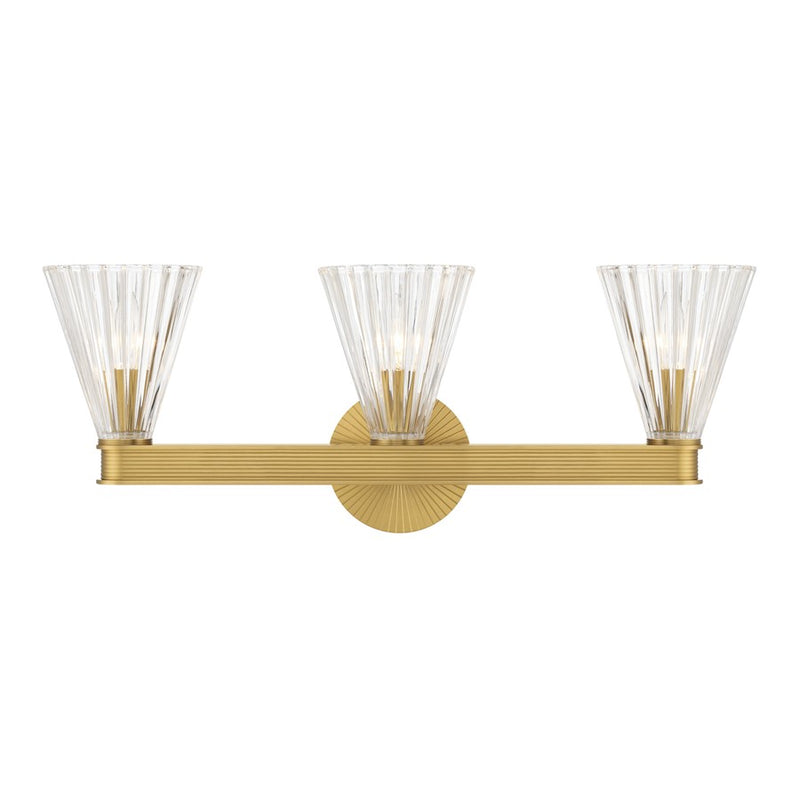 Crystorama Lotus 3 Light 23.5" Bathroom Vanity, Luxe Gold/Clear