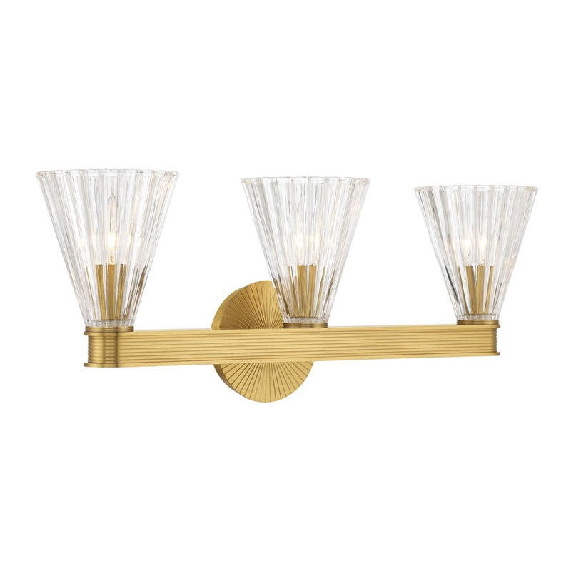 Crystorama Lotus 3 Light 23.5" Bathroom Vanity, Luxe Gold/Clear