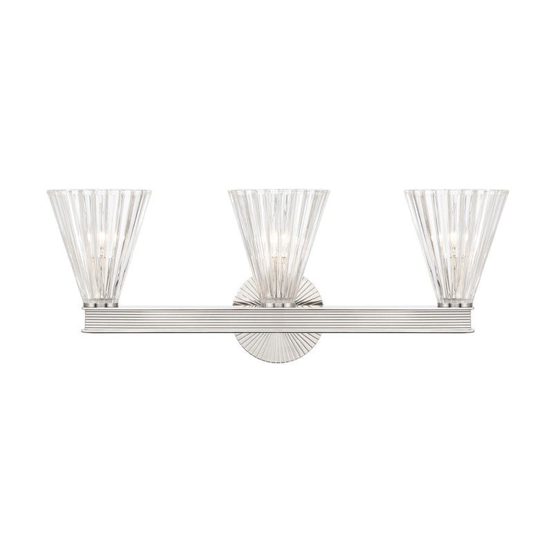 Crystorama Lotus 3Lt 23.5" Bathroom Vanity, Polished Nickel/Clear