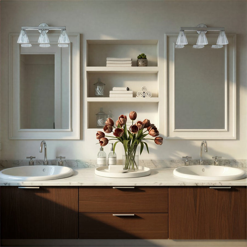 Crystorama Lotus 3Lt 23.5" Bathroom Vanity, Polished Nickel/Clear