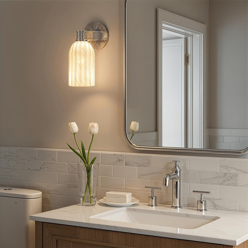 Crystorama Lotus 1 Light 5" Sconce, Polished Nickel/White