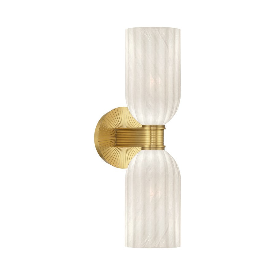 Crystorama Lotus 2 Light 5" Sconce, Luxe Gold/White - LOT-712-LG