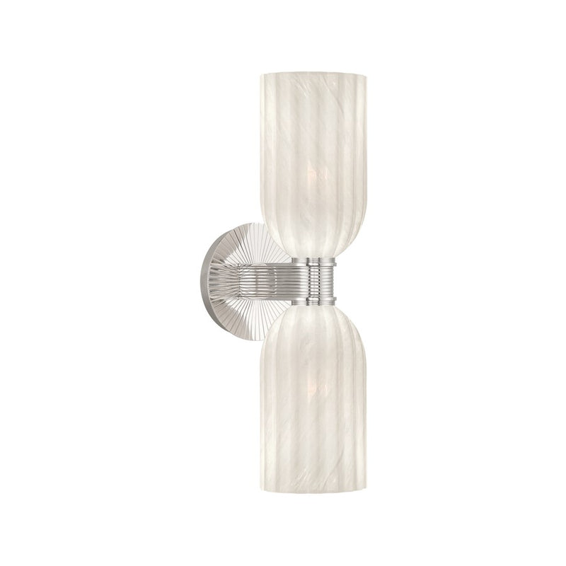 Crystorama Lotus 2 Light 5" Sconce, Polished Nickel/White