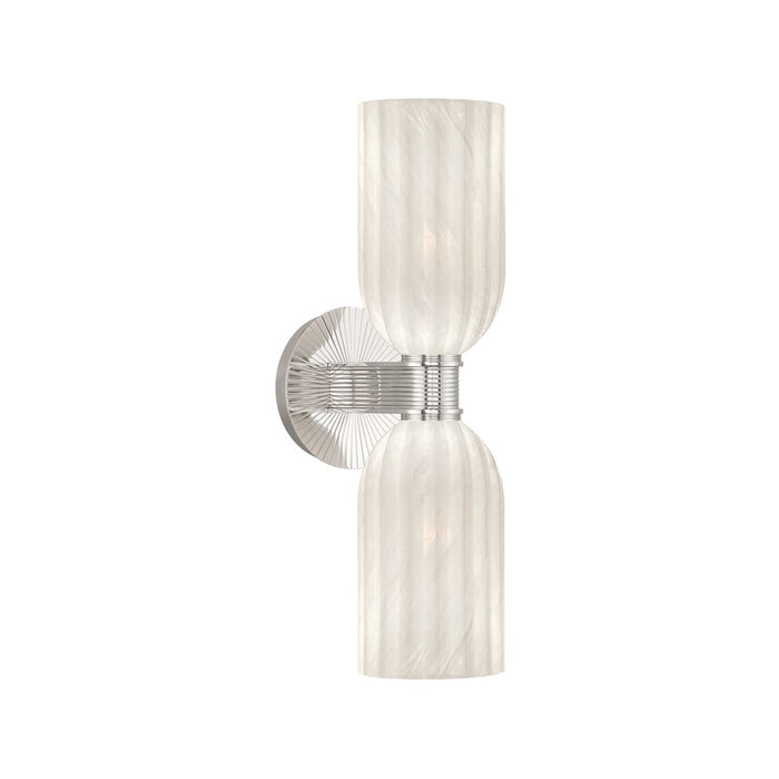 Crystorama Lotus 2 Light 5" Sconce, Polished Nickel/White - LOT-712-PN