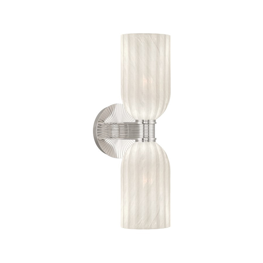 Crystorama Lotus 2 Light 5" Sconce, Polished Nickel/White - LOT-712-PN