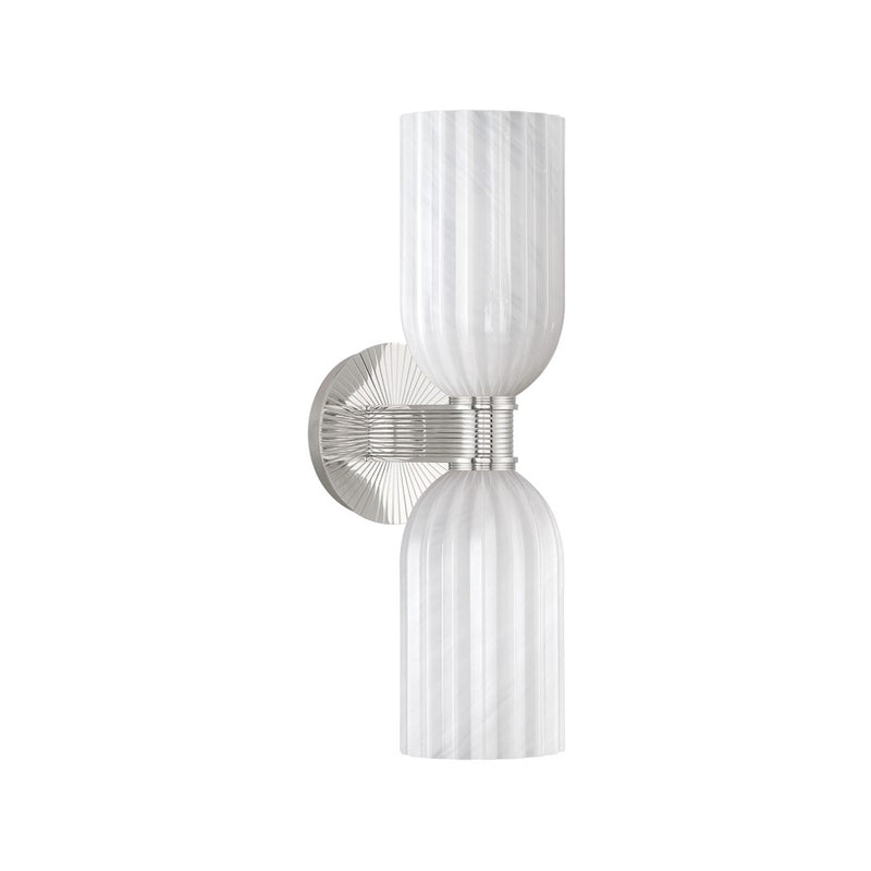 Crystorama Lotus 2 Light 5" Sconce, Polished Nickel/White