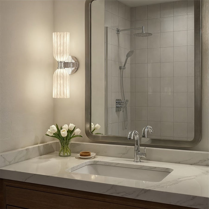 Crystorama Lotus 2 Light 5" Sconce, Polished Nickel/White