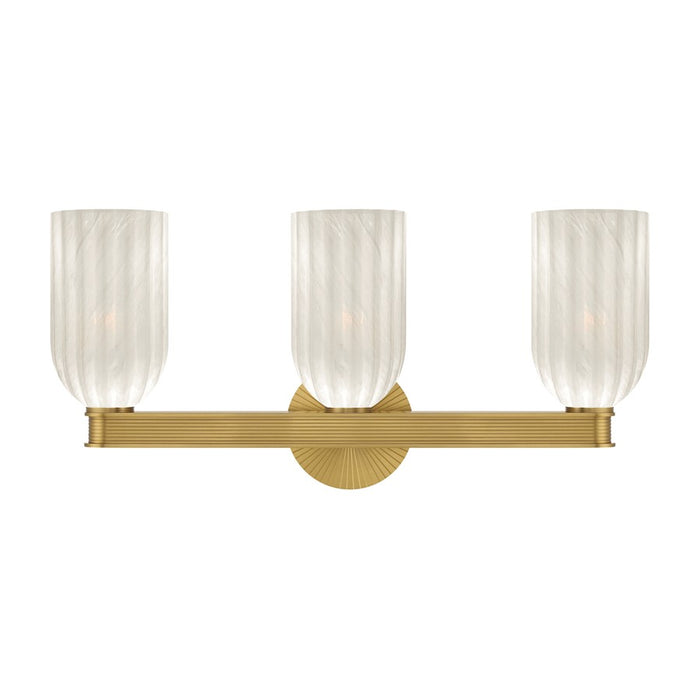 Crystorama Lotus 3 Light 22.75" Bathroom Vanity, Luxe Gold/White - LOT-713-LG