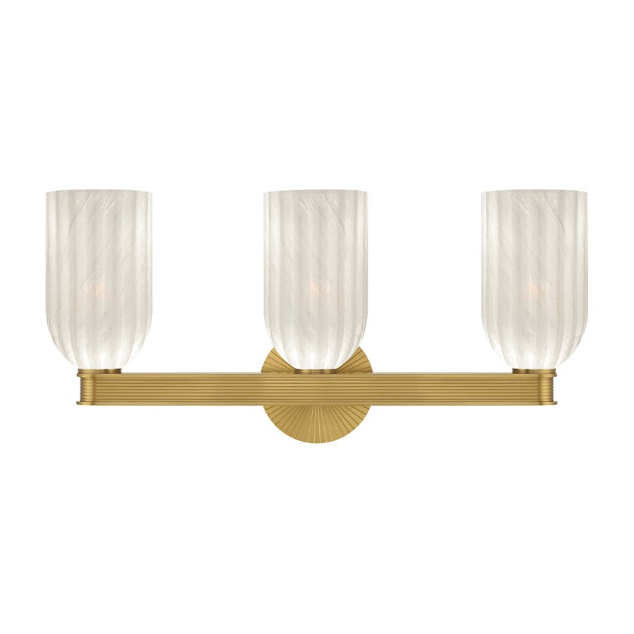 Crystorama Lotus 3 Light 22.75" Bathroom Vanity, Luxe Gold/White - LOT-713-LG