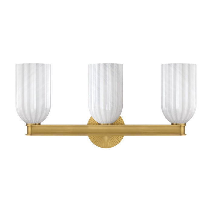 Crystorama Lotus 3 Light 22.75" Bathroom Vanity, Luxe Gold/White