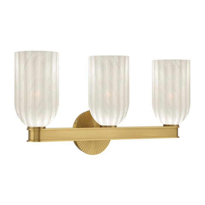 Crystorama Lotus 3 Light 22.75" Bathroom Vanity, Luxe Gold/White