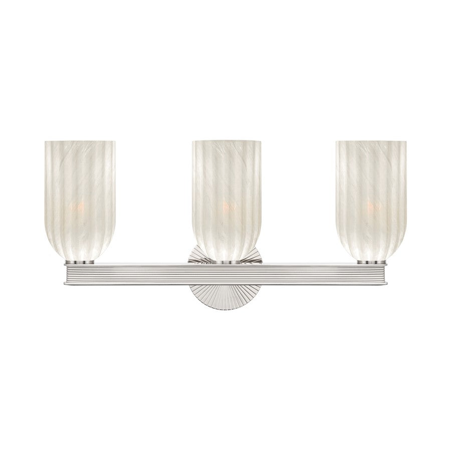 Crystorama Lotus 3Lt 22.75" Bathroom Vanity, Polished Nickel/White - LOT-713-PN