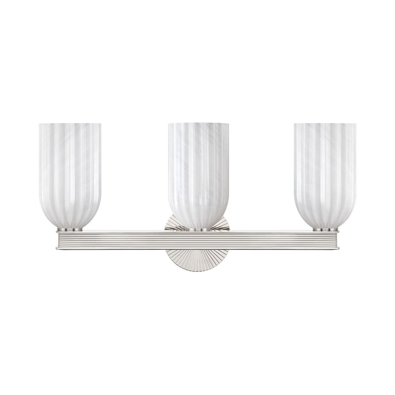 Crystorama Lotus 3Lt 22.75" Bathroom Vanity, Polished Nickel/White
