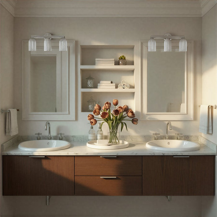 Crystorama Lotus 3Lt 22.75" Bathroom Vanity, Polished Nickel/White