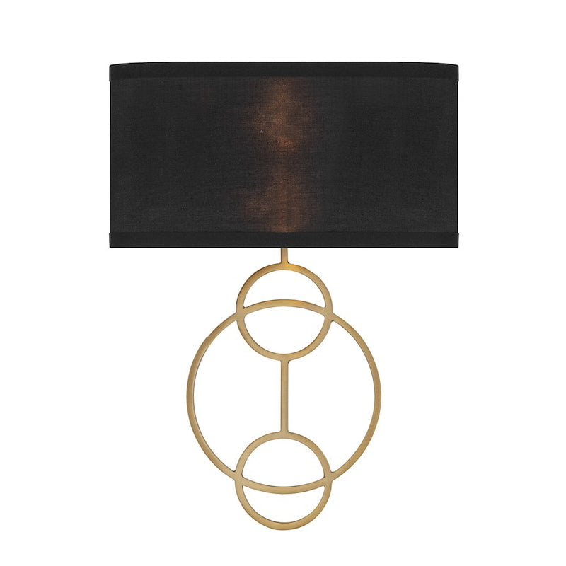 Crystorama Laurel 2 Light Sconce, Vibrant Gold/Black