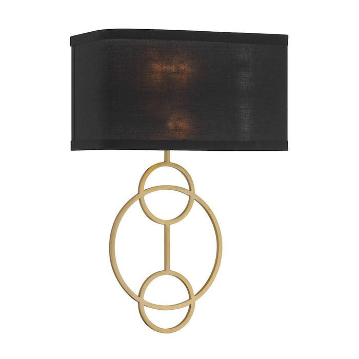 Crystorama Laurel 2 Light Sconce, Vibrant Gold/Black